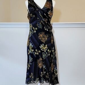 Boutique Vintage 100% silk flowy dress fairycore whimsigoth L